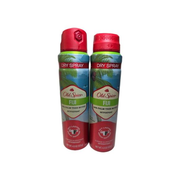 Old Spice Fiji Dry Spray Antiperspirant 4.3 oz 2-Pack with Palm Tree Notes New - Picture 2 of 4